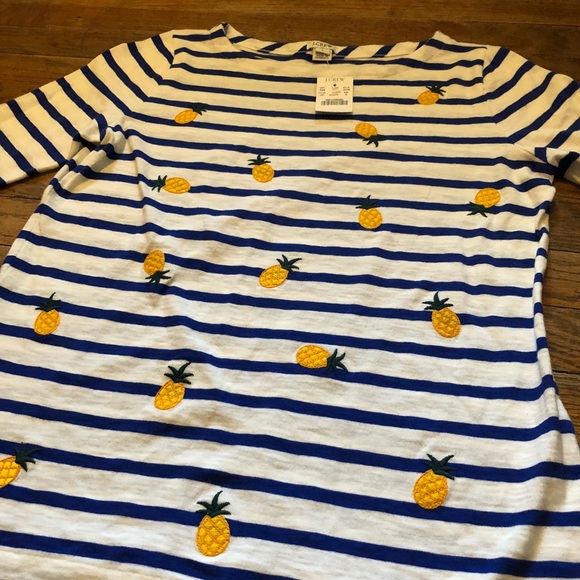J. Crew Tops - NWT J Crew Pineapple Striped 3/4 Sleeve Shirt